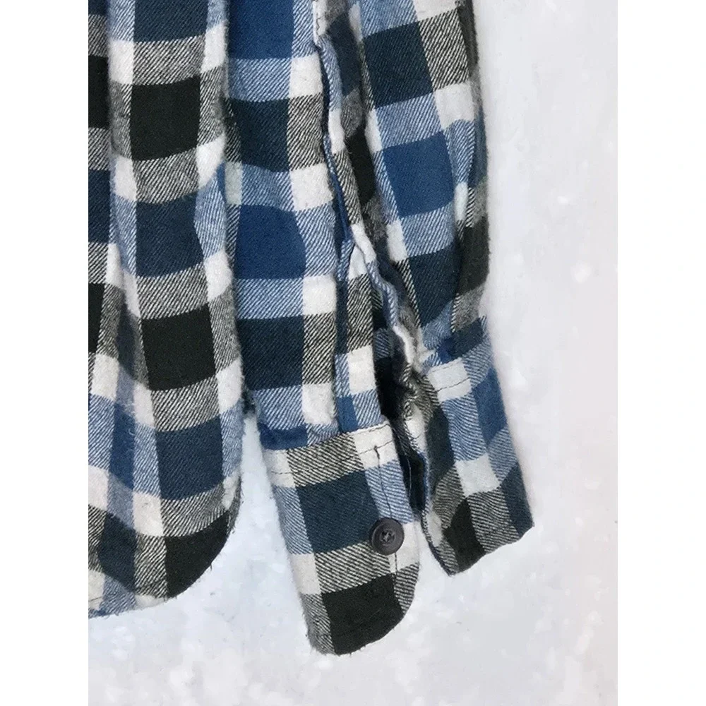 J. Crew Flannel Shirt‎ Men's Large Slim Fit Blue/White Button Down Plaid